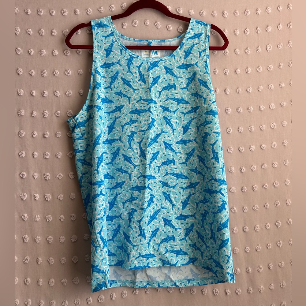 Chubbies Men’s Shark Print Sleeveless Tank‎ Sz M Blue